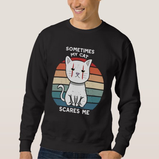 Sweatshirt Cat Kitten Halloween Retro For Crazy Cat (Devant)