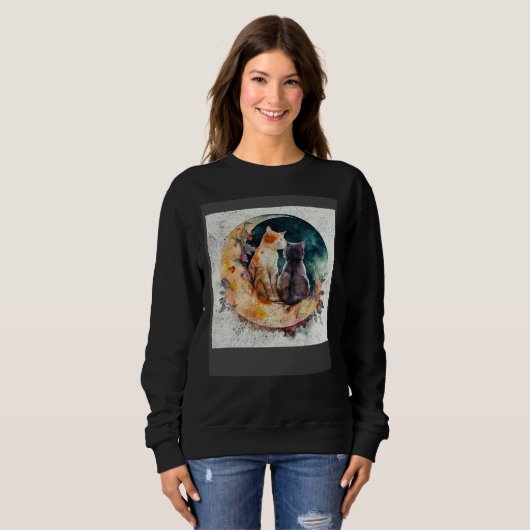 Sweatshirt Cat Love Moon (Devant entier)