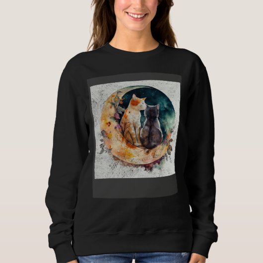Sweatshirt Cat Love Moon (Devant)