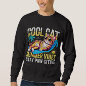 Sweatshirt Cat Lover Cool Summer Vibes Funny Gift (Devant)