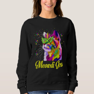 Sweatshirt Cat Mardi Gras Meowdi Gras Kitten Perles De Masque