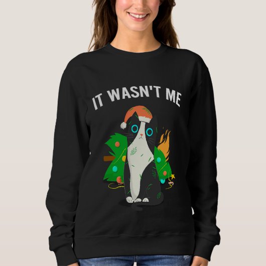 Sweatshirt Cat Meme  Cat  Meowy Christmas Tree Light  1 (Devant)