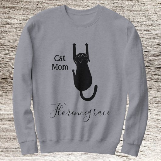 Sweatshirt Cat Mom Pet Lover Script Name Personalized Grey