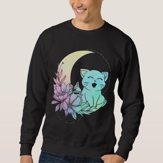 Sweatshirt Cat mystique Croissant Lune Pastel Goth Wicca (Devant)