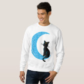 Sweatshirt Cat noir Crescent Lune marin maman (Devant entier)