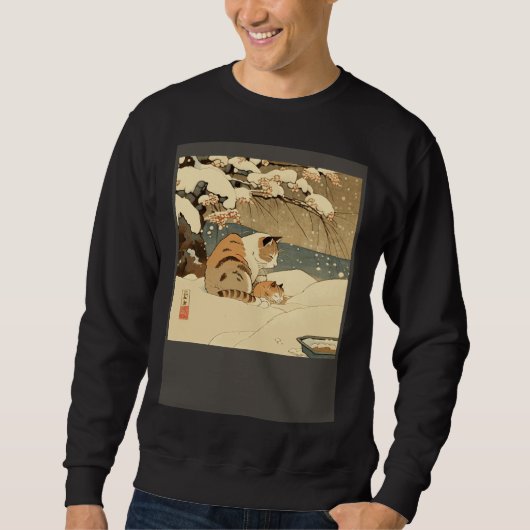 Sweatshirt Cat Nursing Snow (Devant)