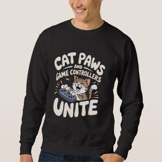 Sweatshirt Cat paws and game controllers unite Pun cats and g (Devant)