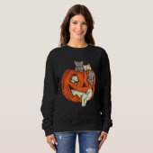 Sweatshirt Cat Pumpkin Jack O Lantern Cat Halloween Costume B (Devant entier)