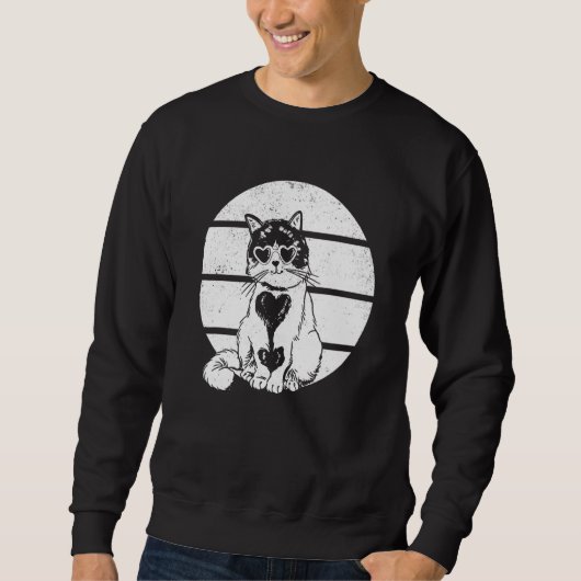 Sweatshirt Cat  Retro Sunset Cat Sunset (Devant)