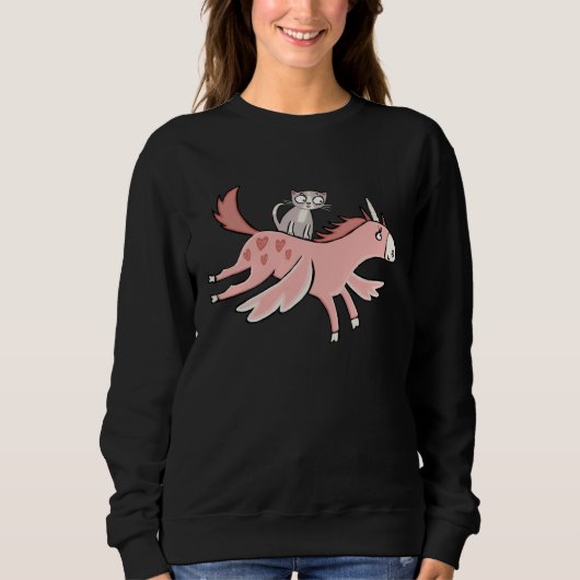 Sweatshirt Cat Riding Unicorn  Cat Unicorn   Pastel Unicorn (Devant)