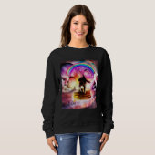 Sweatshirt Cat Riding Wolf With Pancakes And Milkshake (Devant entier)