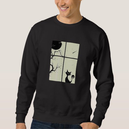 Sweatshirt Cat Sitting At Dark Window (Devant)