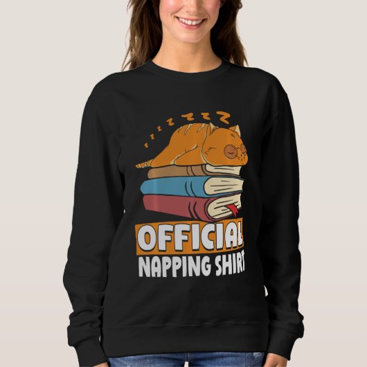 Sweatshirt Cat Sleeping Napping ver livre lecture Lover B (Devant)