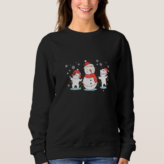 Sweatshirt Cat Snowman Santa Hat Reindeer Cat Merry Christma (Devant)