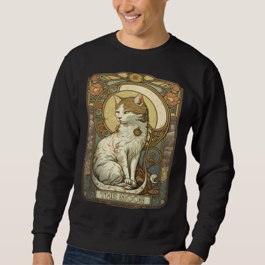 Sweatshirt Cat Tarot Card The Moon Tarot Card Nouveau (Devant)