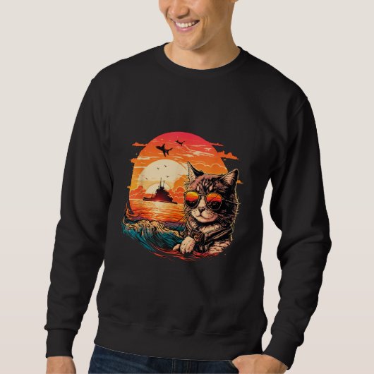Sweatshirt Cat-titude in Paradise Funny Cat on the Beach (Devant)