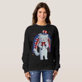 Sweatshirt Cat Uncle Sam Casquette Us Drapeau Quatrième 4 jui (Devant entier)