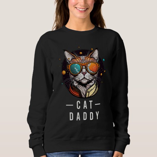 Sweatshirt Cat wearing glasses in Galaxy Kitten Space sarcas (Devant)