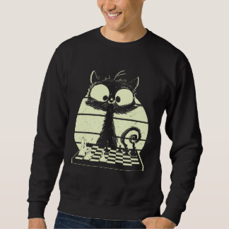 Sweatshirt Cat With Chessboard Cat Playing Chess Chess Player