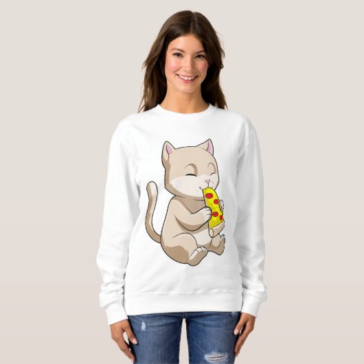 Sweatshirt Cat with Pizza (Devant entier)