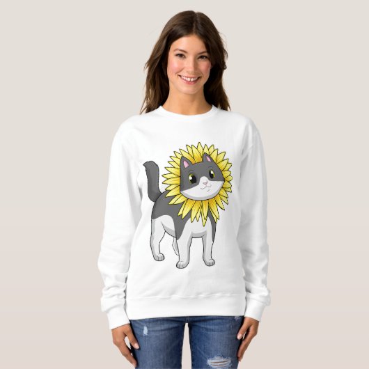 Sweatshirt Cat with sunflower (Devant entier)