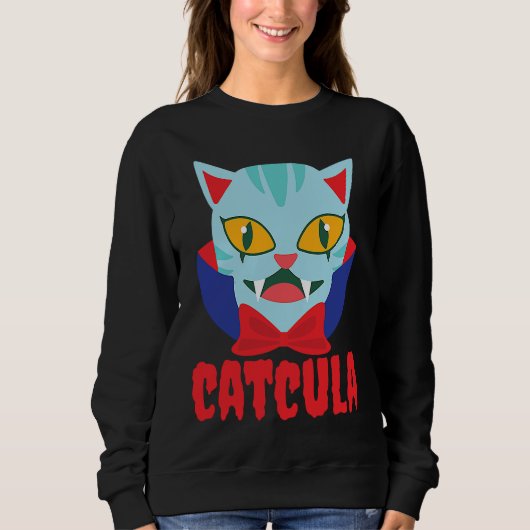 Sweatshirt Catcula Cat Vampire Dracula Vampirina Halloween Co (Devant)