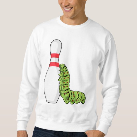 Sweatshirt caterpillar at bowling with bowling pin (Devant)
