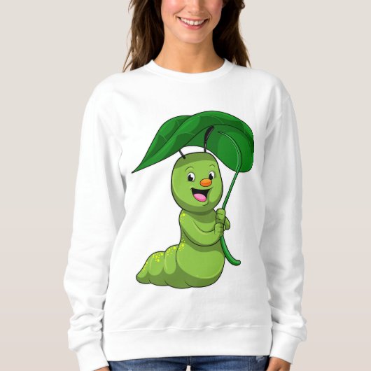 Sweatshirt Caterpillar with Leaf as Parasol (Devant)