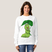 Sweatshirt Caterpillar with Leaf as Parasol (Devant entier)