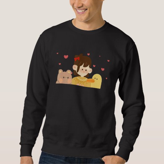 Sweatshirt Cats and Ducks Cute Animal (Devant)