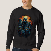Sweatshirt Cats Horror Scary Moon Halloween for Cat Kitty (Devant)