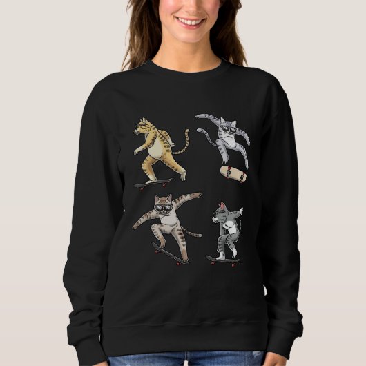 Sweatshirt Cats Skateboarding Skater Skateboard Skateboarder  (Devant)