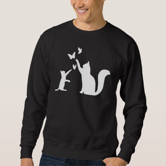 Sweatshirt Cats With Butterflies Cat Owner Cat Cute Cats (Devant)