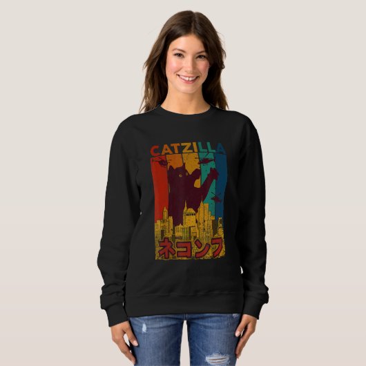 Sweatshirt Catzilla Ca Cat Cat (Devant entier)