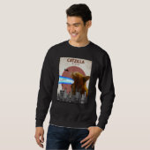 Sweatshirt Catzilla Giant Cat with Mouth Lasers Japanese Funn (Devant entier)