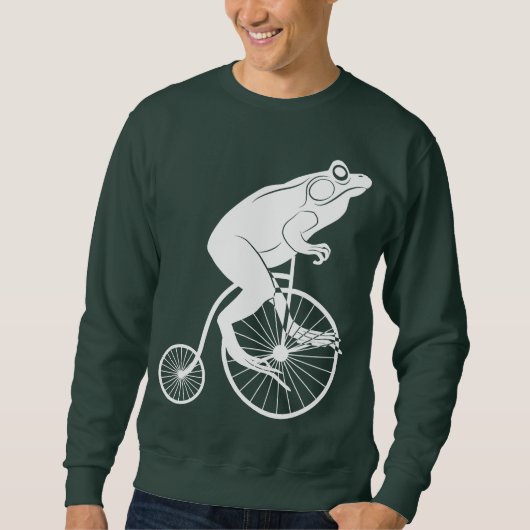 Sweatshirt Cavalier de grenouille sur le vélo de quart de (Devant)
