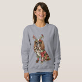 Sweatshirt Cavalier King Charles Spaniel Patchwork Noël (Devant entier)