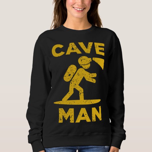Sweatshirt Cave Man Cave Explorer And Nature (Devant)