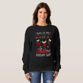 Sweatshirt Ce Chat Noir Pyjama De Noël En Chaussettes Chien (Devant entier)