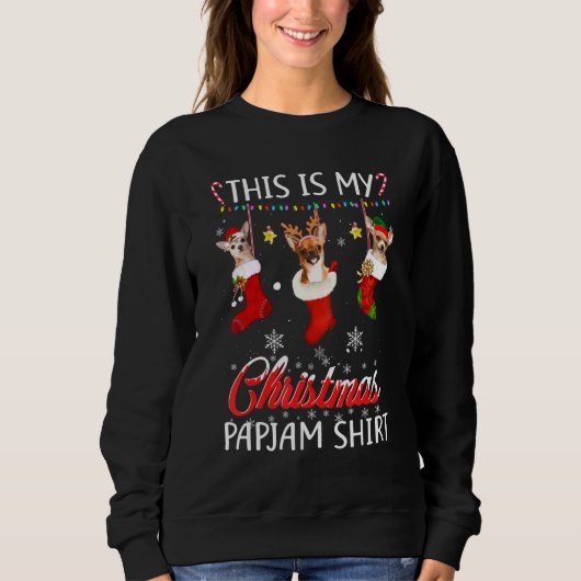 Sweatshirt Ce Pyjama Chihuahua De Noël En Chaussettes Chemise (Devant)