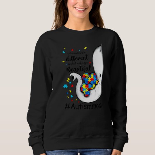 Sweatshirt Ce qui vous rend différents Elephant Maman Autisme (Devant)