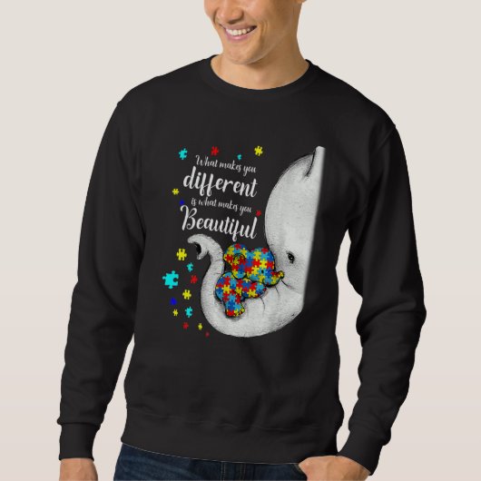 Sweatshirt Ce qui vous rend différents éléphant maman Autisme (Devant)