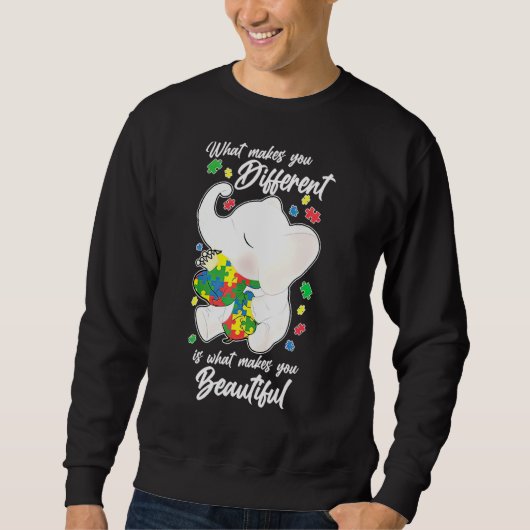 Sweatshirt Ce qui vous rend différents éléphant maman Autisme (Devant)