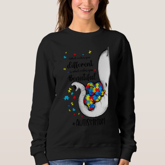 Sweatshirt Ce qui vous rend différents Elephant Maman Autisme (Devant)