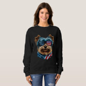 Sweatshirt Celebrate USA with a Yorkshire Terrier in Sunglass (Devant entier)