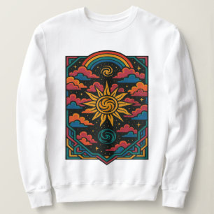 Sweatshirt Céleste Dreams - Retro Sun & Rainbow Tarot Art