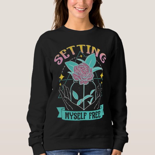 Sweatshirt Celestial Art Setting Myself Free Open Hands Line  (Devant)