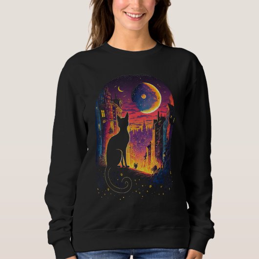 Sweatshirt Celestial Feline Moon Cat's Spell (Devant)