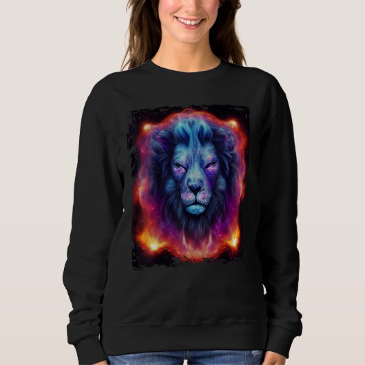 Sweatshirt Celestial Lion God In Space Leo Zodiac Universe Ga (Devant)