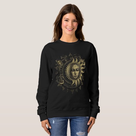 Sweatshirt Celestial Space Sun Moon Boho Luna Solar Astronomy (Devant entier)